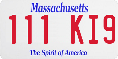 MA license plate 111KI9
