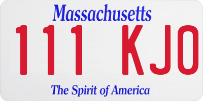 MA license plate 111KJ0
