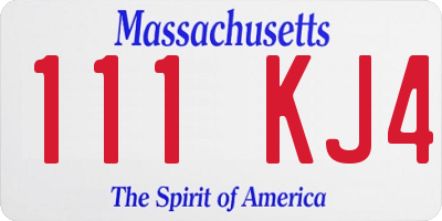MA license plate 111KJ4