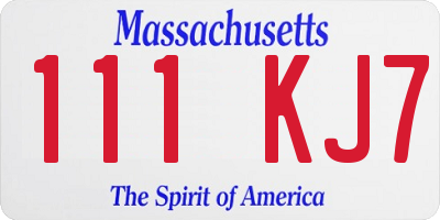 MA license plate 111KJ7