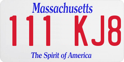 MA license plate 111KJ8