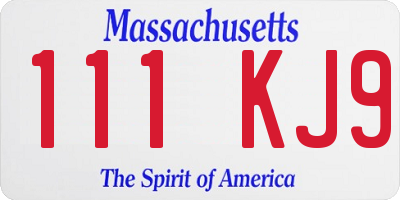 MA license plate 111KJ9