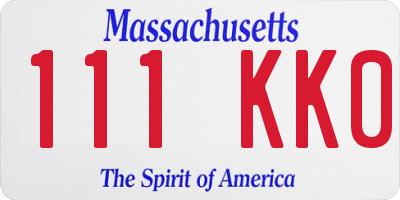MA license plate 111KK0