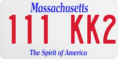 MA license plate 111KK2