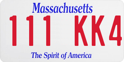 MA license plate 111KK4