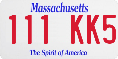 MA license plate 111KK5