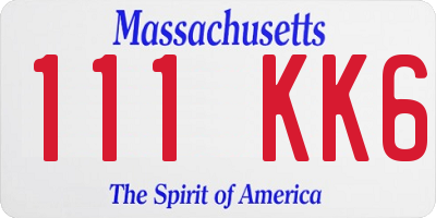 MA license plate 111KK6