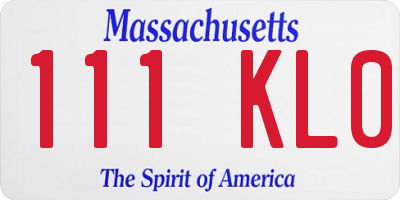 MA license plate 111KL0