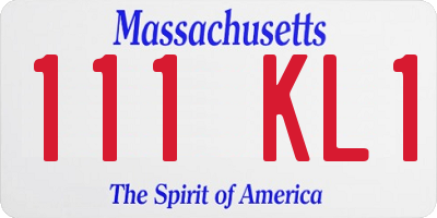 MA license plate 111KL1