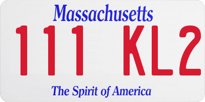 MA license plate 111KL2