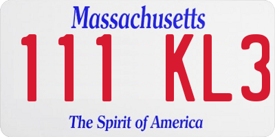 MA license plate 111KL3
