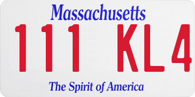 MA license plate 111KL4