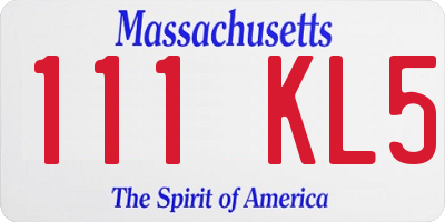 MA license plate 111KL5