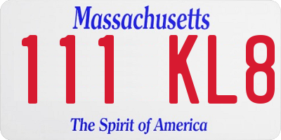 MA license plate 111KL8