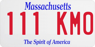 MA license plate 111KM0