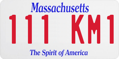 MA license plate 111KM1