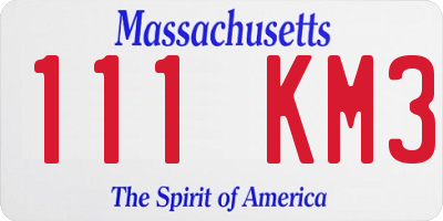 MA license plate 111KM3