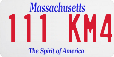 MA license plate 111KM4