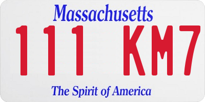 MA license plate 111KM7