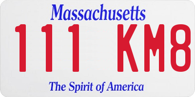 MA license plate 111KM8
