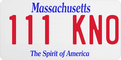 MA license plate 111KN0