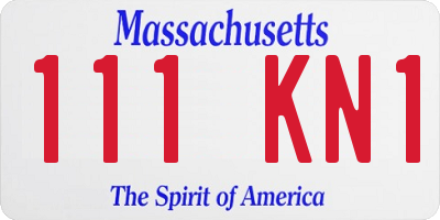MA license plate 111KN1