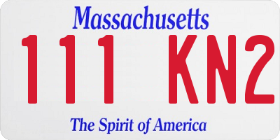 MA license plate 111KN2