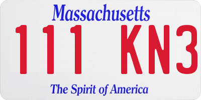 MA license plate 111KN3