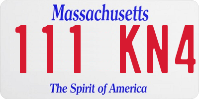 MA license plate 111KN4