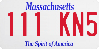 MA license plate 111KN5