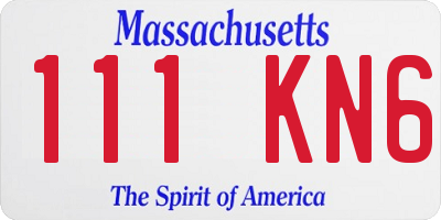 MA license plate 111KN6