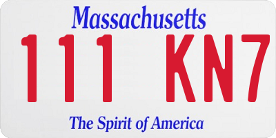 MA license plate 111KN7