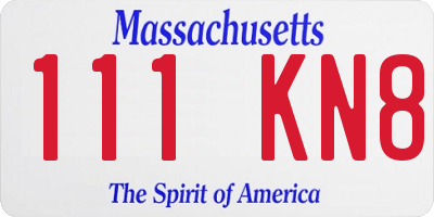 MA license plate 111KN8