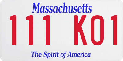 MA license plate 111KO1