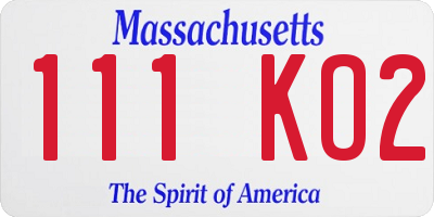 MA license plate 111KO2