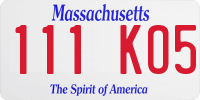 MA license plate 111KO5