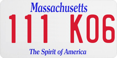 MA license plate 111KO6