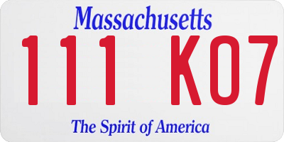 MA license plate 111KO7