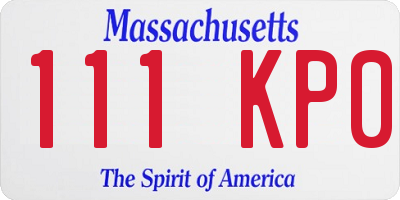 MA license plate 111KP0