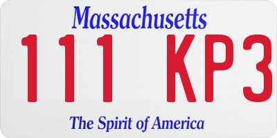 MA license plate 111KP3
