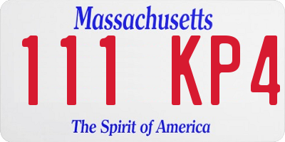 MA license plate 111KP4