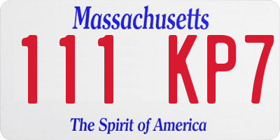 MA license plate 111KP7