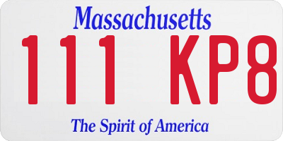 MA license plate 111KP8