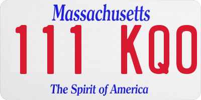 MA license plate 111KQ0