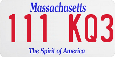 MA license plate 111KQ3