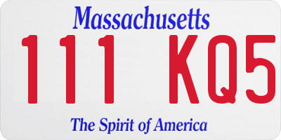 MA license plate 111KQ5