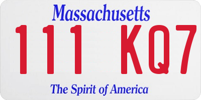 MA license plate 111KQ7