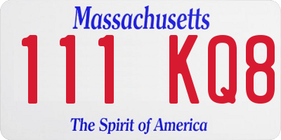 MA license plate 111KQ8