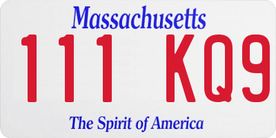 MA license plate 111KQ9