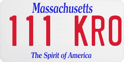 MA license plate 111KR0